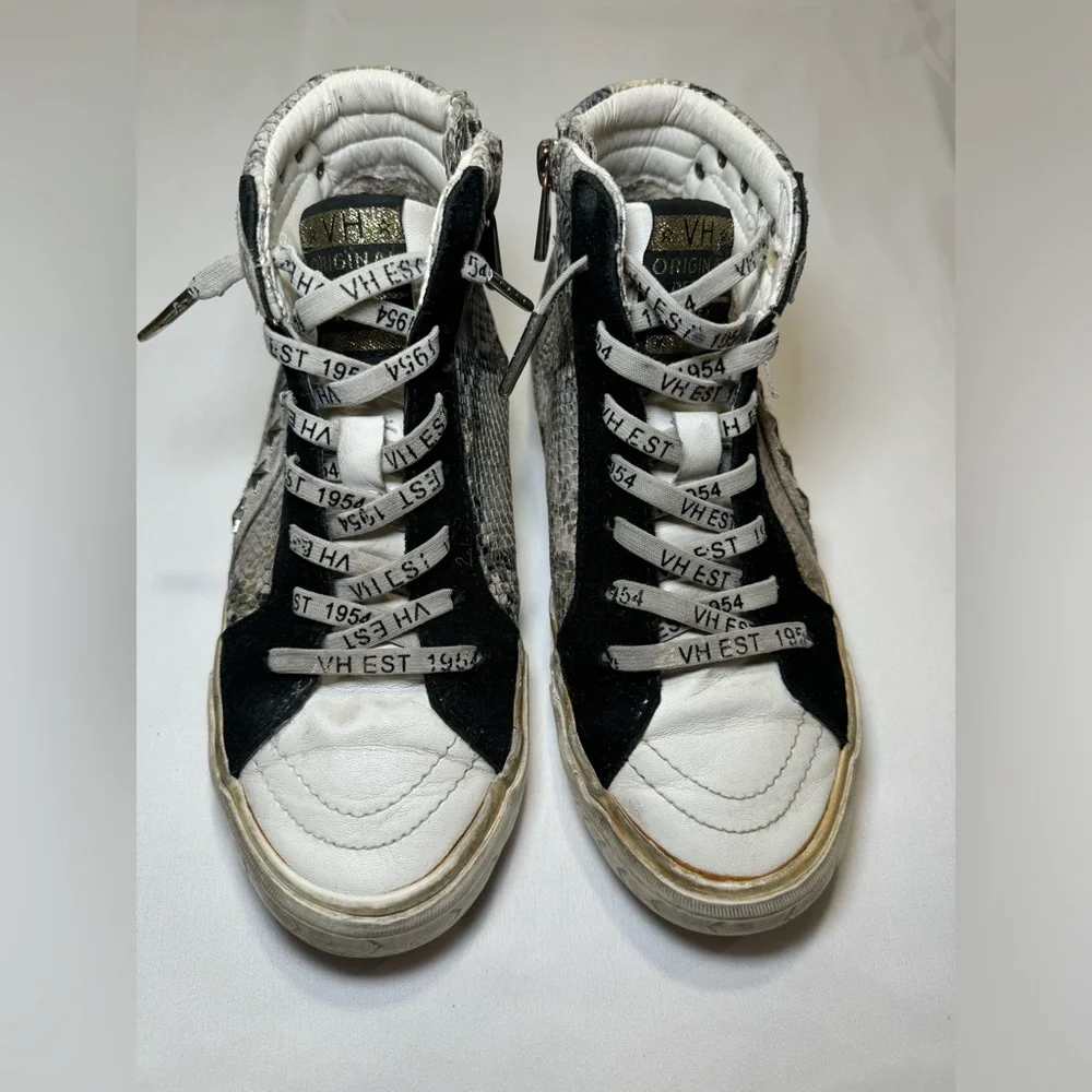 VINTAGE HAVANA‎ MEDOW STUDDED SNAKE-EMBOSSED HIGH-TOP SNEAKERS SIZE 5.5